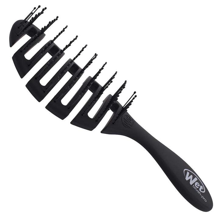 Wet Brush. White background, black brush, gray letters. At Ippodaro Natural Salon.